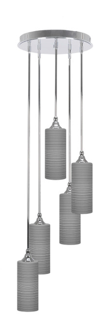 Toltec Lighting - 2145-CH-4092 - Five Light Pendalier - Empire - Chrome
