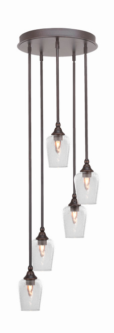 Toltec Lighting - 2145-DG-210 - Five Light Pendalier - Empire - Dark Granite