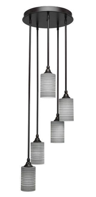Toltec Lighting - 2145-DG-4062 - Five Light Cluster Pendalier - Empire - Dark Granite