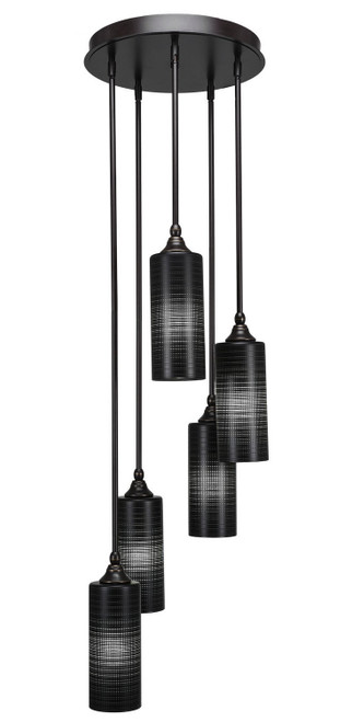 Toltec Lighting - 2145-DG-4099 - Five Light Cluster Pendalier - Empire - Dark Granite