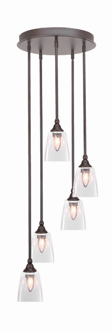 Toltec Lighting - 2145-DG-461 - Five Light Pendalier - Empire - Dark Granite