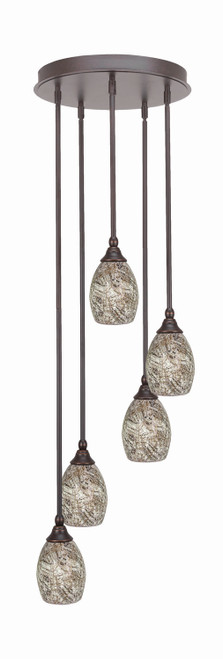 Toltec Lighting - 2145-DG-5054 - Five Light Pendalier - Empire - Dark Granite