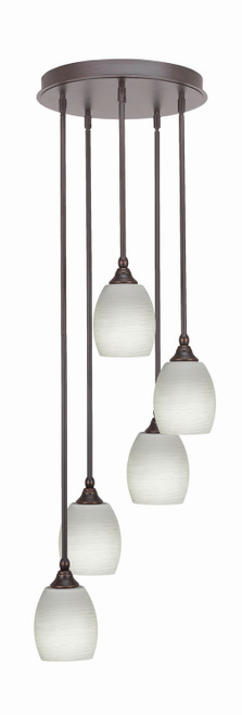 Toltec Lighting - 2145-DG-615 - Five Light Pendalier - Empire - Dark Granite