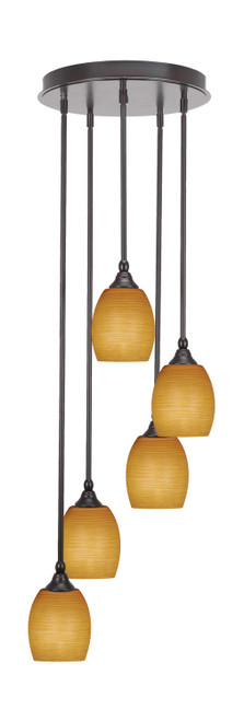 Toltec Lighting - 2145-ES-625 - Five Light Pendalier - Empire - Espresso