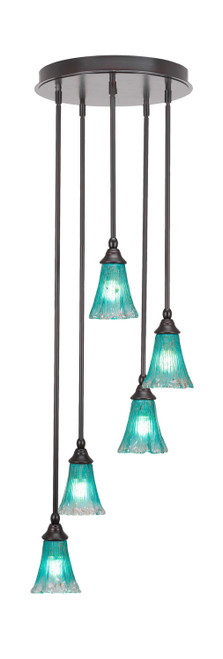 Toltec Lighting - 2145-ES-725 - Five Light Pendalier - Empire - Espresso