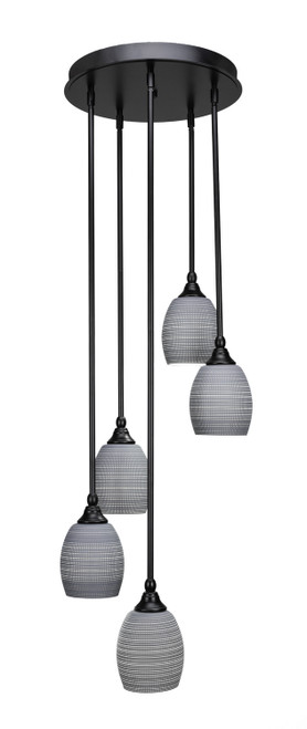 Toltec Lighting - 2145-MB-4022 - Five Light Pendalier - Empire - Matte Black