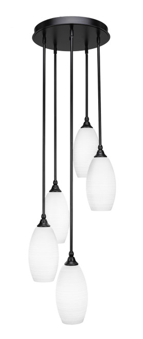 Toltec Lighting - 2145-MB-4041 - Five Light Pendalier - Empire - Matte Black