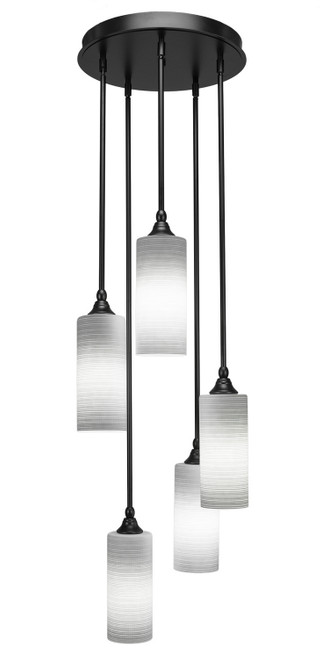 Toltec Lighting - 2145-MB-4091 - Five Light Cluster Pendalier - Empire - Matte Black