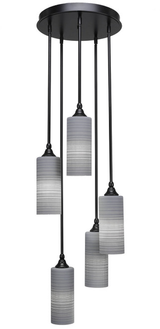 Toltec Lighting - 2145-MB-4092 - Five Light Cluster Pendalier - Empire - Matte Black