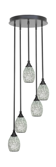 Toltec Lighting - 2145-MB-4165 - Five Light Pendalier - Empire - Matte Black