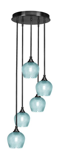 Toltec Lighting - 2145-MB-4605 - Five Light Pendalier - Empire - Matte Black