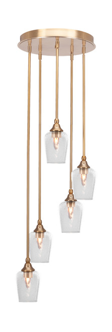 Toltec Lighting - 2145-NAB-210 - Five Light Pendalier - Empire - New Age Brass