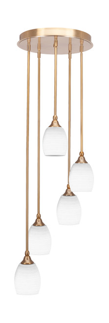 Toltec Lighting - 2145-NAB-4021 - Five Light Pendalier - Empire - New Age Brass