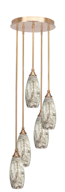 Toltec Lighting - 2145-NAB-5064 - Five Light Pendalier - Empire - New Age Brass