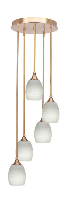 Toltec Lighting - 2145-NAB-615 - Five Light Pendalier - Empire - New Age Brass