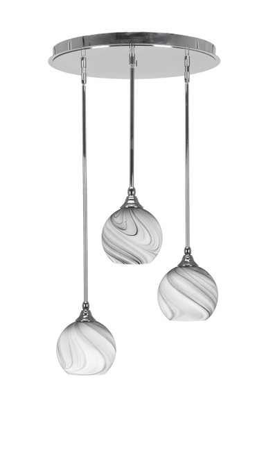 Toltec Lighting - 2183-CH-4109 - Three Light Pendalier - Empire - Chrome