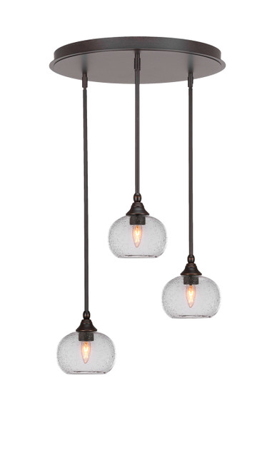 Toltec Lighting - 2183-DG-202 - Three Light Pendalier - Empire - Dark Granite