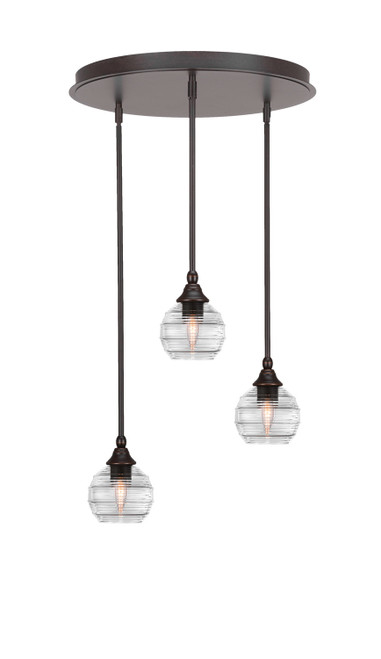 Toltec Lighting - 2183-DG-5110 - Three Light Pendalier - Empire - Dark Granite