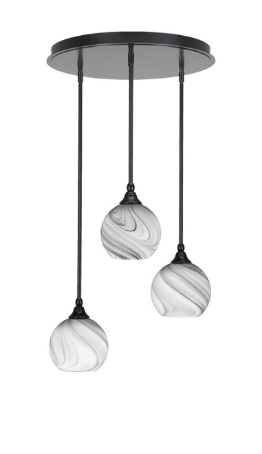 Toltec Lighting - 2183-MB-4109 - Three Light Pendalier - Empire - Matte Black