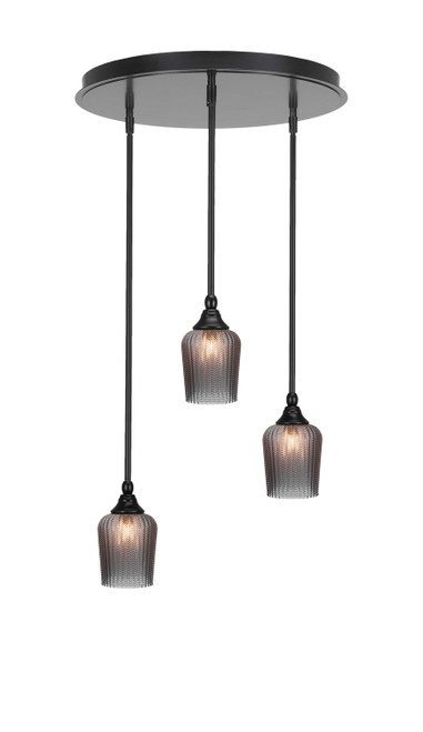 Toltec Lighting - 2183-MB-4282 - Three Light Pendalier - Empire - Matte Black
