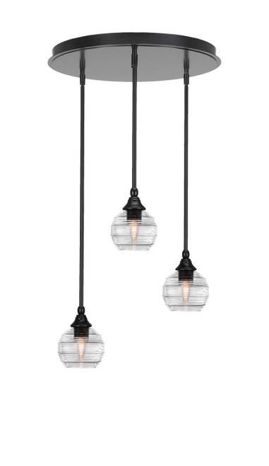 Toltec Lighting - 2183-MB-5110 - Three Light Pendalier - Empire - Matte Black