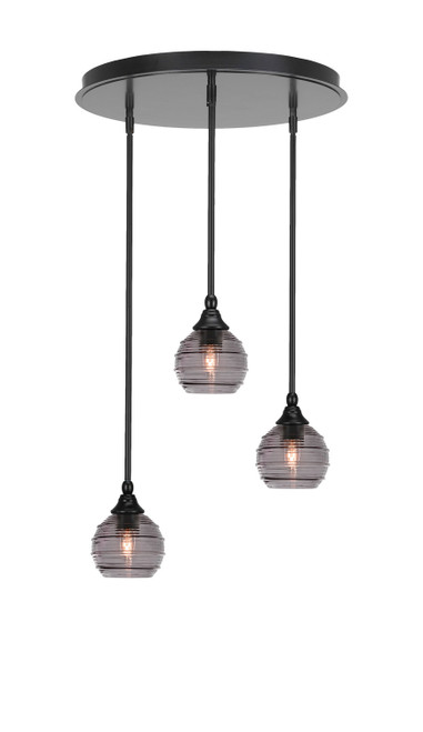 Toltec Lighting - 2183-MB-5112 - Three Light Pendalier - Empire - Matte Black
