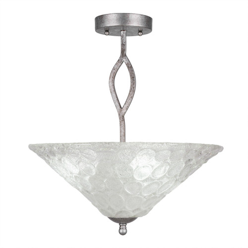 Toltec Lighting - 242-AS-411 - Three Light Semi-Flush Mount - Revo - Aged Silver