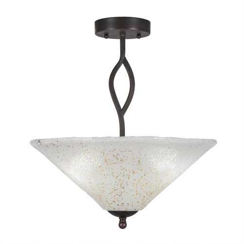 Toltec Lighting - 242-DG-714 - Three Light Semi-Flush Mount - Revo - Dark Granite