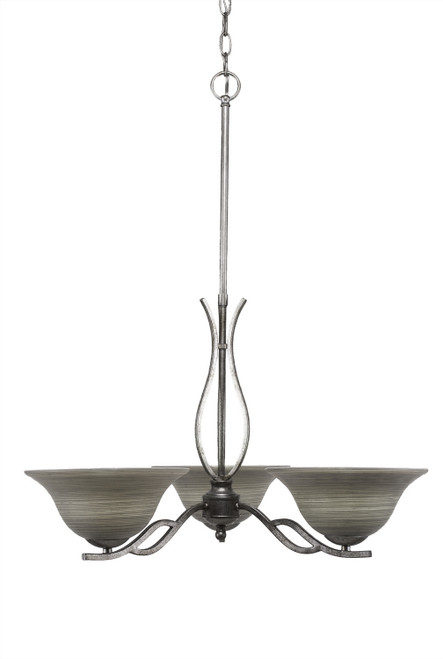 Toltec Lighting - 243-AS-603 - Three Light Chandelier - Revo - Aged Silver