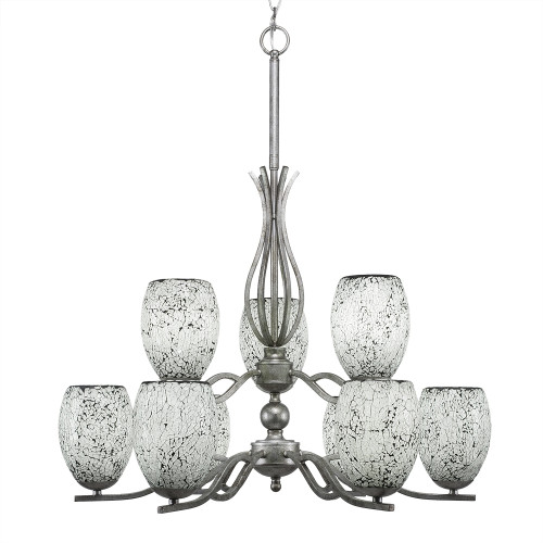 Toltec Lighting - 249-AS-4165 - Nine Light Chandelier - Revo - Aged Silver
