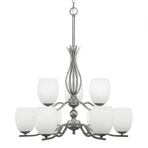 Toltec Lighting - 249-AS-615 - Nine Light Chandelier - Revo - Aged Silver