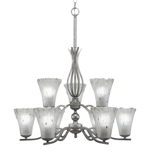 Toltec Lighting - 249-AS-721 - Nine Light Chandelier - Revo - Aged Silver