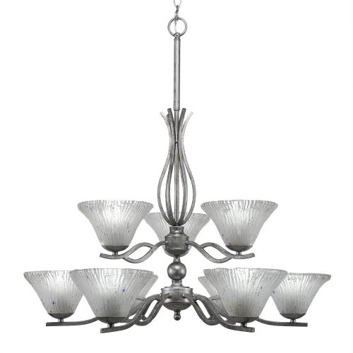 Toltec Lighting - 249-AS-751 - Nine Light Chandelier - Revo - Aged Silver