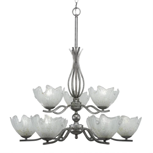 Toltec Lighting - 249-AS-755 - Nine Light Chandelier - Revo - Aged Silver