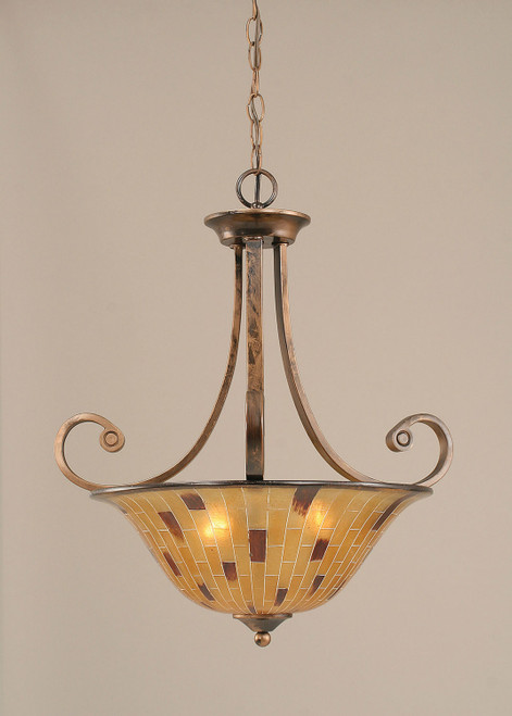 Toltec Lighting - 254-BRZ-708 - Three Light Pendant - Curl - Bronze