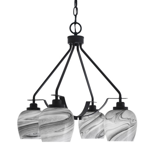 Toltec Lighting - 2604-MB-4819 - Four Light Chandelier - Odyssey - Matte Black