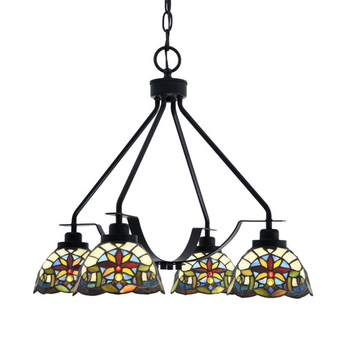 Toltec Lighting - 2604-MB-9365 - Four Light Chandelier - Odyssey - Matte Black