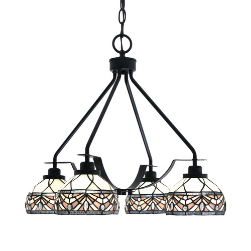 Toltec Lighting - 2604-MB-9485 - Four Light Chandelier - Odyssey - Matte Black