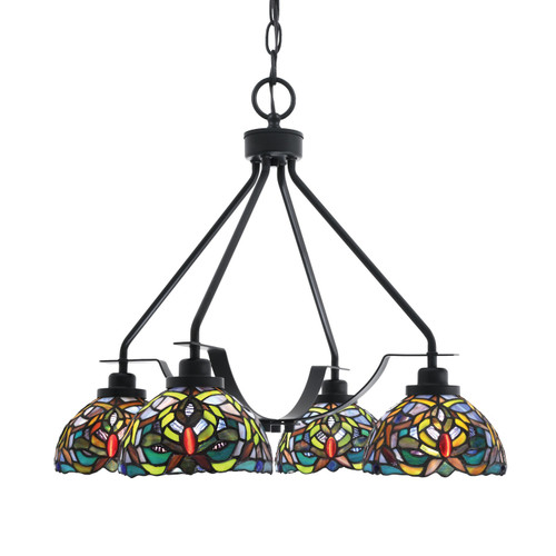 Toltec Lighting - 2604-MB-9905 - Four Light Chandelier - Odyssey - Matte Black