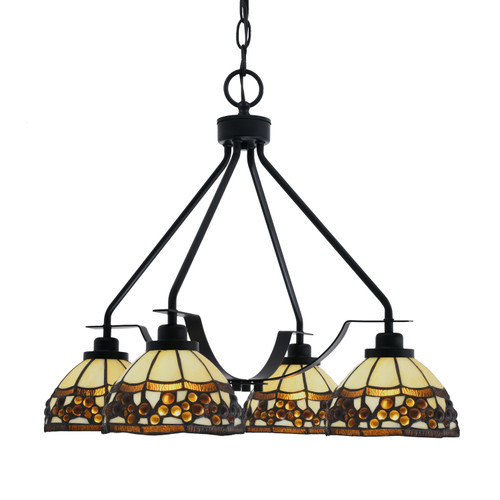 Toltec Lighting - 2604-MB-9975 - Four Light Chandelier - Odyssey - Matte Black