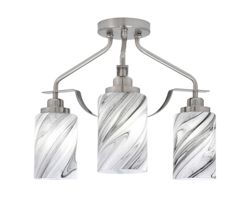 Toltec Lighting - 2607-BN-3009 - Three Light Semi-Flush Mount - Odyssey - Brushed Nickel