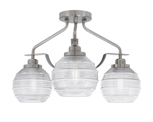 Toltec Lighting - 2607-BN-5110 - Three Light Semi-Flush Mount - Odyssey - Brushed Nickel