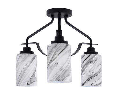 Toltec Lighting - 2607-MB-3009 - Three Light Semi-Flush Mount - Odyssey - Matte Black