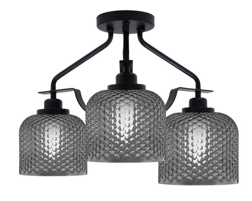 Toltec Lighting - 2607-MB-4612 - Three Light Semi-Flush Mount - Odyssey - Matte Black