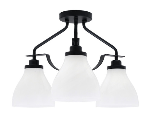 Toltec Lighting - 2607-MB-4761 - Three Light Semi-Flush Mount - Odyssey - Matte Black