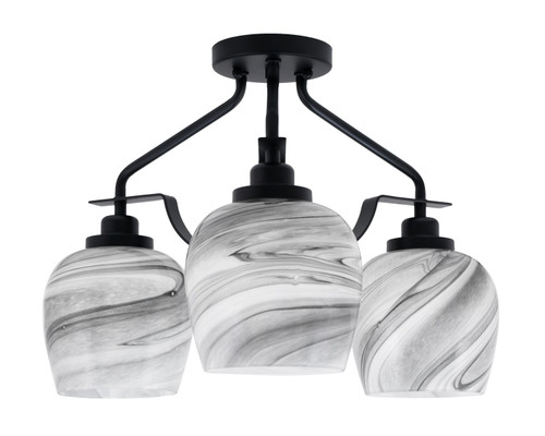 Toltec Lighting - 2607-MB-4819 - Three Light Semi-Flush Mount - Odyssey - Matte Black