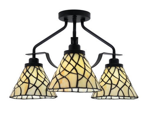 Toltec Lighting - 2607-MB-9115 - Three Light Semi-Flush Mount - Odyssey - Matte Black