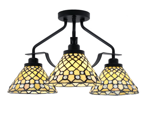 Toltec Lighting - 2607-MB-9415 - Three Light Semi-Flush Mount - Odyssey - Matte Black