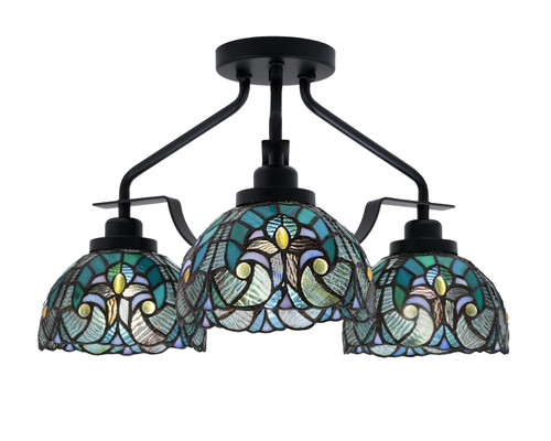 Toltec Lighting - 2607-MB-9925 - Three Light Semi-Flush Mount - Odyssey - Matte Black
