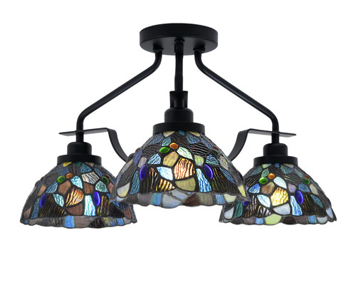 Toltec Lighting - 2607-MB-9955 - Three Light Semi-Flush Mount - Odyssey - Matte Black